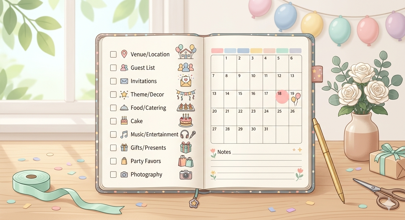 Checklist de festa de aniversário