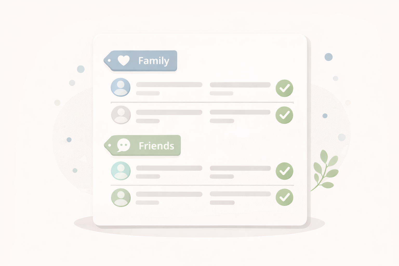Lista de convidados organizada por categorias para evento