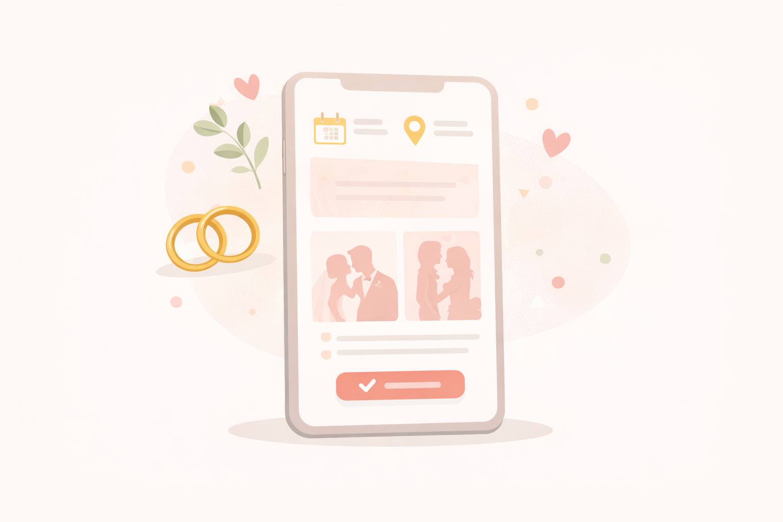 Exemplo de site ou página para casamento e evento com data, local e confirmação
